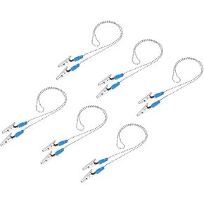uxcell Napkin Chain, 22" 4Pcs Alloy Neck Bib Holder Chain Sun Hat Strap Cord Lanyard with Clips for Napkin Cap Fixing, Blue