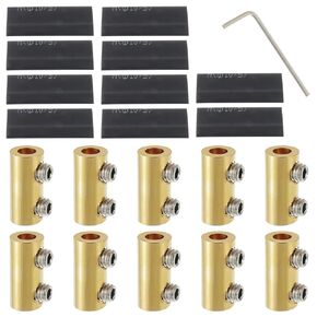 6 AWG 80A Splicing Wire Connector, 80A Splicing Quick Wiring Connection Terminal, Wire Connector with Screws and Heat Shrink Tube(Pack of 10)