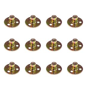 DGZZI 12PCS 1/4 Inch-20 Carbon Steel Three Holes Iron Plate Female Nut Clamp Plate Screw Fixing T Nut Flange Insert Furniture Hardware Accessory for Wood Sheet Metal Appliance