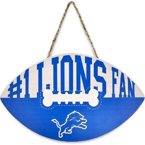 NFL #1 Detroit Lions Best Fan's Football Shape Sign with Dog Bone Design, Sporty Fence Sign, NFL Football Fan Waterproof Wooden Wall Sign, Yard Decor Indoor and Outdoor with Team Logo!