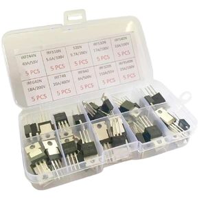 50Pcs 10 Values Mosfet IRFZ44N IRF510N IRF530N IRF540N IRF640N IRF740 IRF840 IRF3205 IRF954 TO-220 Series Mosfet Kit