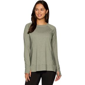 RBX Active Fashion Women's Yoga Tunic Sweatshirt, Lightweight French Terry Long Sleeve Top with Thumbholes & Ribbed Side