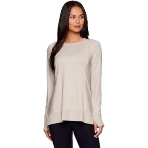 RBX Active Fashion Women's Yoga Tunic Sweatshirt, Lightweight French Terry Long Sleeve Top with Thumbholes & Ribbed Side