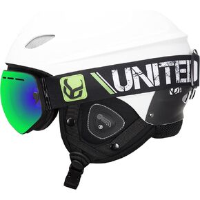 Phantom Helmet with Audio and Snow Supra Goggle (White, Large)