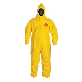 DuPont Tychem 2000 QC127S Disposable Chemical Resistant Coverall with Hood, Elastic Cuff and Serged Seams, Yellow, 4X-Large (Pack of 12)