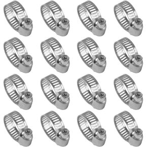 Hose Clamps, 16 Pack, Adjustable 1/2'' - 3/4'' (13-19mm), Stainless Steel Worm Gear Clamps for Water Pipe, Automotive, Plumbing and Mechanical Use