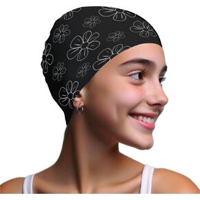 Silicone Swim Cap - Comfortable Adult Swim Caps for Women & Teen Girls, Stylish Waterproof Caps for Standard Size and Long Hair, Fun Pattern