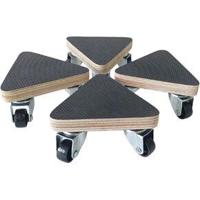 Furniture Dolly Furniture Movers Equilateral Tri-Dolly Wood Platform Dolly 4 Pack, 300 lbs Load Capacity Per Set Heavy Duty Wood Furniture Dolly, Multifunctional Movers Carrier with 3 Wheels