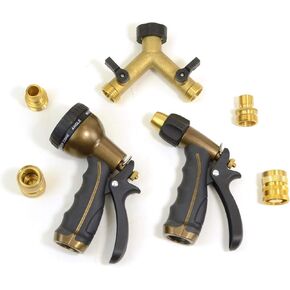 OLMSTED FORGE Watering Tool Kit, 7 pcs: 2 Nozzles, 2-Way Shutoff, 2 Quick Releases & 2 Swivels