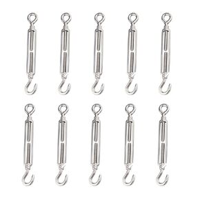 Turnbuckle 304 Stainless Steel Hook and Eye Turnbuckle Heavy Duty Cable Tightener Wire Tensioner Adjustable Shade Sail Hardware Cables Railing Hardware for Tightening up Metal Cable Wire M8 10Pcs