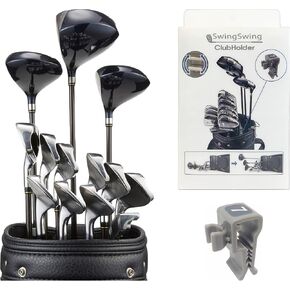 SwingSwing Premium Golf Club Holder Club Organizing Clips | 14 Clips Set with Identifying Numbered Stickers | Swivel Action Golf Club Clips for Golf Bags | Club Damage Protection, Grey