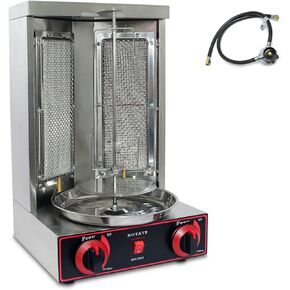 Shawarma Machine | Doner Kebab Grill Machine 220v Gyro Rotisserie | Propane Gas Vertical Broiler Shwarma Machine with 2 Burners Stainless Steel for Restaurant, Home Kitchen & Commercial Usage