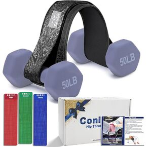 Hip Thrust Belt with 3 Fabric Resistance Bands - Adjustable Fitness Belt for Dumbbells, Kettlebells, Plates - Support Up to 100 lbs - For Glute Workouts at Home Gym - Gifts Ideas for Women