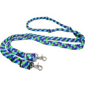 CHALLENGER Horse Western 8' Long Nylon Braided Knotted Barrel Roping Reins Tack 607511