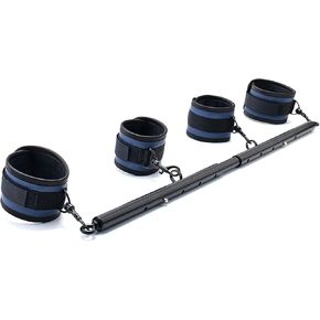 Spreader Bar Integration Heavy Duty Expandable Black Metal Bar Home Gym with 4pcs PU Black Adjustable Straps,Sports Aid Training Fitness Gear Pilates Aid Kit
