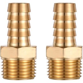 2 Packs Brass Hose Fitting Adapter, 1/2" Barb x 1/2" NPT Male Brass Air Hose Fittings Hose Barb Fittings Adapter Connector, Barbed Air Hose Repair Fitting