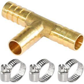 Brass Hose Barb,90 Degree L Right Angle Elbow Fitting 3/16" (5mm) Barb Splicer Mender air hose repair kit for Gas/Fuel/Air (Pack of 3) (Elbow, 3/16 3pcs)