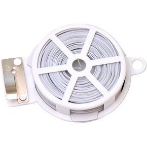 1 لفة ملف 50 متر 164 قدم حبل ختم معدني أبيض متعدد الوظائف، جهاز ربط قوي مع قاطع بلاستيك ملفوف، سلك ملفوف، سلسلة سلكية لمكتب البستنة المنزلية in Kuwait