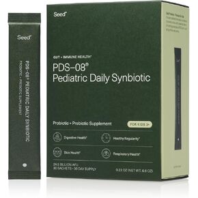 Seed PDS-08 Pediatric Daily Synbiotic – Probiotic for Kids —Probiotic and Prebiotic for Gut and Immune Health – Kids Probiotic for Ages 3-17 – 24.5 Billion AFU – 30ct Sachets