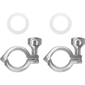 2 Inch Tri Clamp Extra Heavy Duty with Silicone Gasket 304 Stainless Steel Single Pin Tri-Clamp 2" Sanitary TC Fittings Industrial Quick Connect Clamps 2PCS