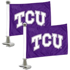 FANMATS 61932 TCU Horned Frogs Ambassador Car Flags - 2 Pack Mini Auto Flags, 4in X 6in, Perfect for Hood or Trunk