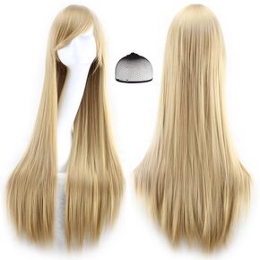 Rainbow wig Long Straight Wig with Bangs Colorful Synthetic Wig for Women Men Multi-Colored Cosplay Wig for Anime Wig Halloween Costume Christmas Party Outfit with Wig Cap
