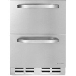 Under Counter outdoor refrigerator, 24" double drawer beverage Fridge, individual temperature control, weatherproof stainless steel, perfect for patio/home and commercial use.