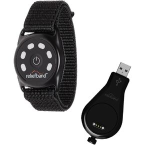Reliefband Sport Anti-Nausea Wristband | Waterproof, FDA Cleared, Nausea & Vomiting Relief for Motion Sickness (Car, Air, Sea) & Morning Sickness, Drug & Side Effect Free (Black +USB Charger)