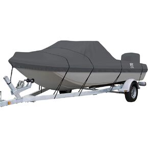 Classic Accessories StormPro Heavy-Duty Tri-Hull Outboard Boat Cover, Fits boats 16 ft 6 in - 17 ft 6 in long x 87 in wide