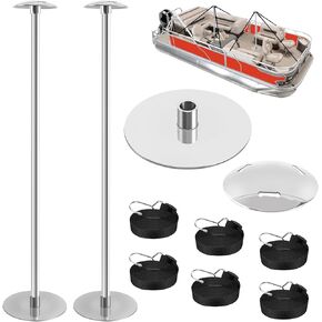Boat Cover Support Poles 2 Pack 316 Stainless Steel Adjustable Boat Cover Support Pole System for Boat Cover Support, with Aluminum Alloy Support Poles, 316 Stainless Steel Mushroom Cap and Base