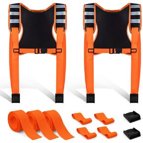 2 Persons Moving and Lifting Straps with Padded Vest, Adjustable Non-Slip Moving Straps for Dolly, for Heavy Furniture, Mattress, Appliance (Medium)