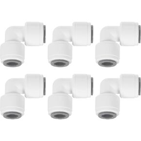 uxcell 10Pcs Push to Connect Fittings, 5/16" OD x 5/16" OD Air Hose Fittings Tube&Hose&Pipe Quick Connect Fitting Plastic 90 Degree Elbow Union Coupling for RO Water System, White (8-8mm)