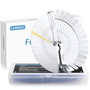 طقم قياس المحسس من الفولاذ المقاوم للصدأ من CAMWAY، 32 قطعة شفرات مستقيمة و16 قطعة شفرات منحنية 45 درجة، وأدوات قياس سمك الفجوة للصمامات، والطابعة ثلاثية الأبعاد، والجيتار، وقابس الإشعال، وقياس المكبس