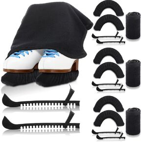 Liliful 4 Set Ice Skate Guards Gift Set Include 4 Blade Guards 4 Ice Skate Soakers 4 Towel Figure Hockey Ice Skate Guards Skate Blade Covers for Winter Figure Skating or Hockey Accessories