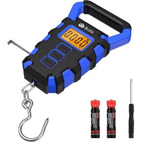 Digital Fish Scale with Fishing Gripper, 110lb Weight Max, Electronic Hanging Luggage Scale Portable with Hook and Tape Measure, LCD Screen Display, Lb/oz/Kg Mode