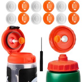 6pcs Dispensing Rubber Valves Compatible with Gatorade Water Bottle, Silicone Valve Replacement Lid for Gatorade GX 30oz & Squeeze Bottle 32oz Plastic Inserts & Screwdriver (Orange)