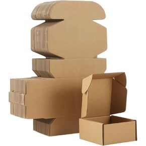 Qilery 60 Pcs Shipping Boxes Small Corrugated Cardboard Box Packaging Book Boxes Thick Comic Book Mailers for Packaging Present Mailing Small Business(Brown,4x 4 x 2 Inch)