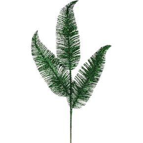 Vickerman 24.5" Green Feather Fern Glitter Spray, 6 per Bag.