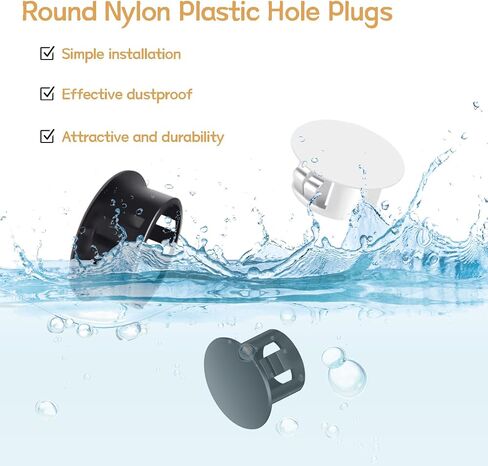 290PCS 7 Sizes Black Nylon Hole Plugs Plastic Plugs for Round Holes, 1" 3/4" 1/2" 3/8" 5/16" 1/4" 1/5" Round Hole Cover Snap Locking, Used for Plastic Furniture, Cabinet Furniture DD015-b in Saudi Arabia