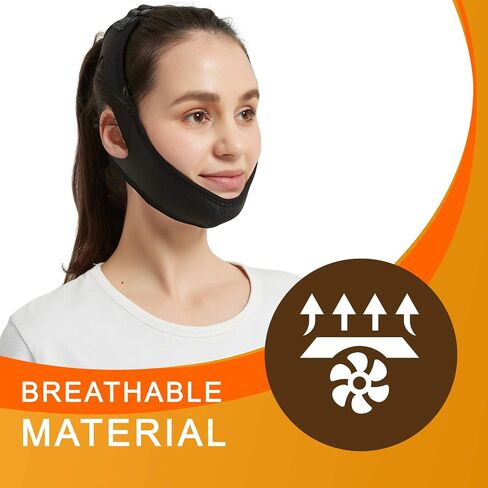 أجهزة مكافحة الشخير - حزام الذقن لمستخدمي CPAP - جهاز إيقاف الشخير قابل للتعديل قناع الوجه ضمادة تبقي الفم مغلقًا - حزام الذقن المضاد للشخير للرجال والنساء لنوم أفضل (أسود) in Saudi Arabia