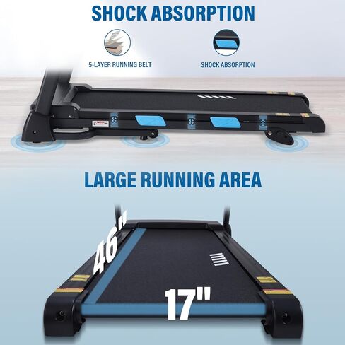 Treadmills for Home, 350 lbs Capacity, 10 MPH, 3.0HP Incline Treadmill with Bluetooth APP, Running Threadmills Machine, 17" Belt, LCD Display, 36 Programs in Kuwait