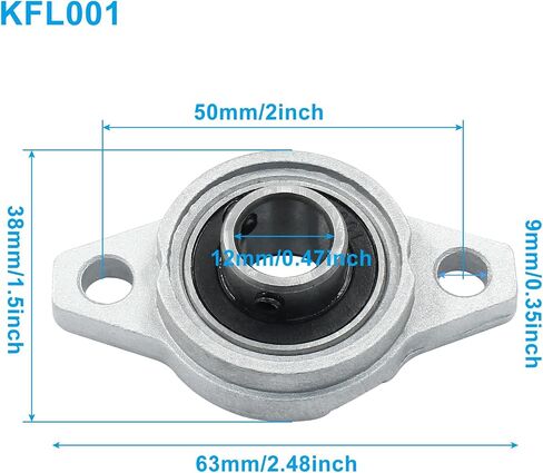 4 Pcs KFL001 Flanged Pillow Block Bearings, 12 mm Bore Self-Alignment Zinc Alloy Flange Mounted Bearings in Saudi Arabia