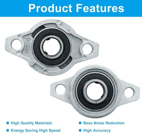 4 Pcs KFL001 Flanged Pillow Block Bearings, 12 mm Bore Self-Alignment Zinc Alloy Flange Mounted Bearings in Saudi Arabia