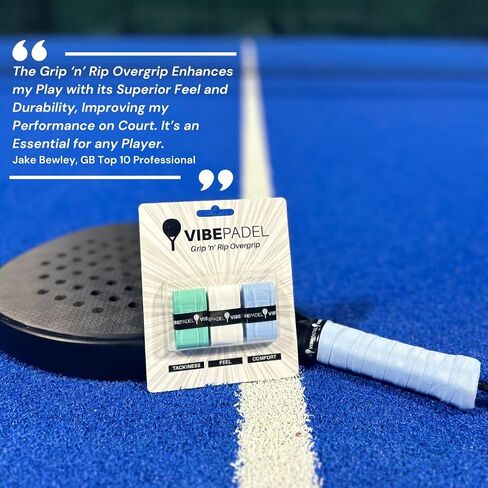 Grip 'n' Rip Padel Overgrip - Non Slip Tacky Feel Overgrip for Padel Racket, Pickleball, Squash, Badminton - 3 Pack - Multiple Colours (All Black Pack) in Saudi Arabia