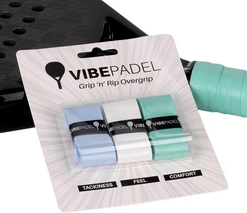 Grip 'n' Rip Padel Overgrip - Non Slip Tacky Feel Overgrip for Padel Racket, Pickleball, Squash, Badminton - 3 Pack - Multiple Colours (All Black Pack) in Saudi Arabia