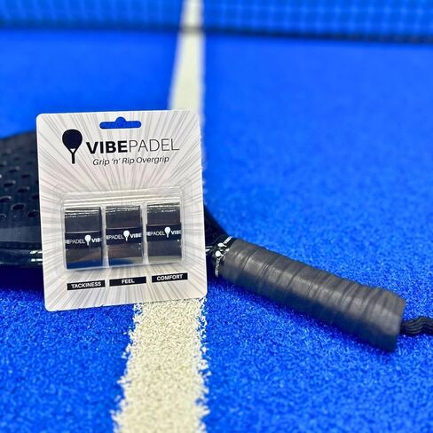 Grip 'n' Rip Padel Overgrip - ملمس لزج غير قابل للانزلاق لمضارب Padel، وكرة المخلل، والاسكواش، وكرة الريشة - 3 عبوات - ألوان متعددة (عبوة سوداء بالكامل) in Saudi Arabia