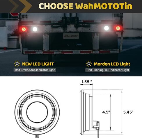 مجموعة مصابيح خلفية LED للمقطورة مقاس 4 بوصة، 12 مصباح LED لإيقاف الفرامل وتشغيل أضواء عكسية مع حلقة مطاطية محكمة الغلق مقاومة للماء IP67، للشاحنة/RV/الشاحنة، 2 أحمر و2 أبيض، تيار مستمر 12 فولت in Kuwait