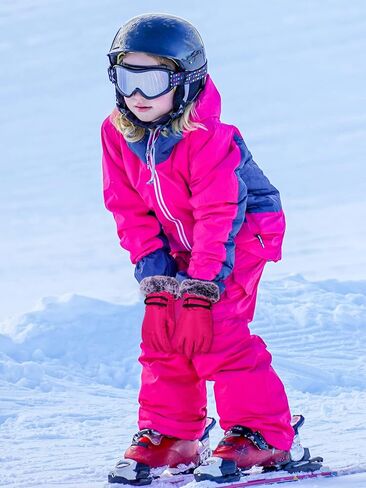 Geyoga 2 Pair Kids Winter Snow Ski Gloves Waterproof Faux Fur Snowboard Mittens Windproof for Youth Teen Boys Girls Children (Blue, Rose Red,5-10 Years) in Saudi Arabia