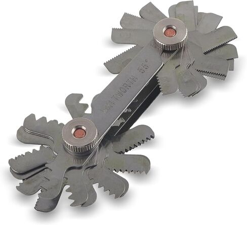 FLEXMAN 52Pcs Metric & Imperial Thread Pitch Gauge, 60 and 55 Degree Adjustable Stainless Steel Screw Pitch Measuring Tool, 0.25 to 6.00mm Range Screw Thread Pitch Gauge for Industrial Measurement in Saudi Arabia