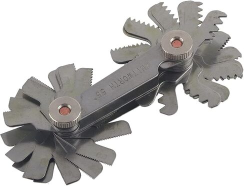FLEXMAN 52Pcs Metric & Imperial Thread Pitch Gauge, 60 and 55 Degree Adjustable Stainless Steel Screw Pitch Measuring Tool, 0.25 to 6.00mm Range Screw Thread Pitch Gauge for Industrial Measurement in Saudi Arabia